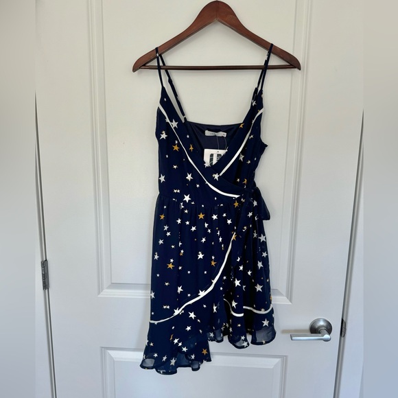 Lush Dresses & Skirts - NEW LUSH navy with stars dress size Small magic Halloween witch wrap dress